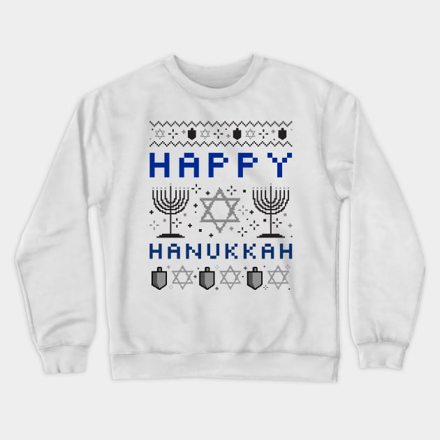 Happy Hanukkah Sweater-look design Crewneck Sweatshirt by Space Cadet Tees